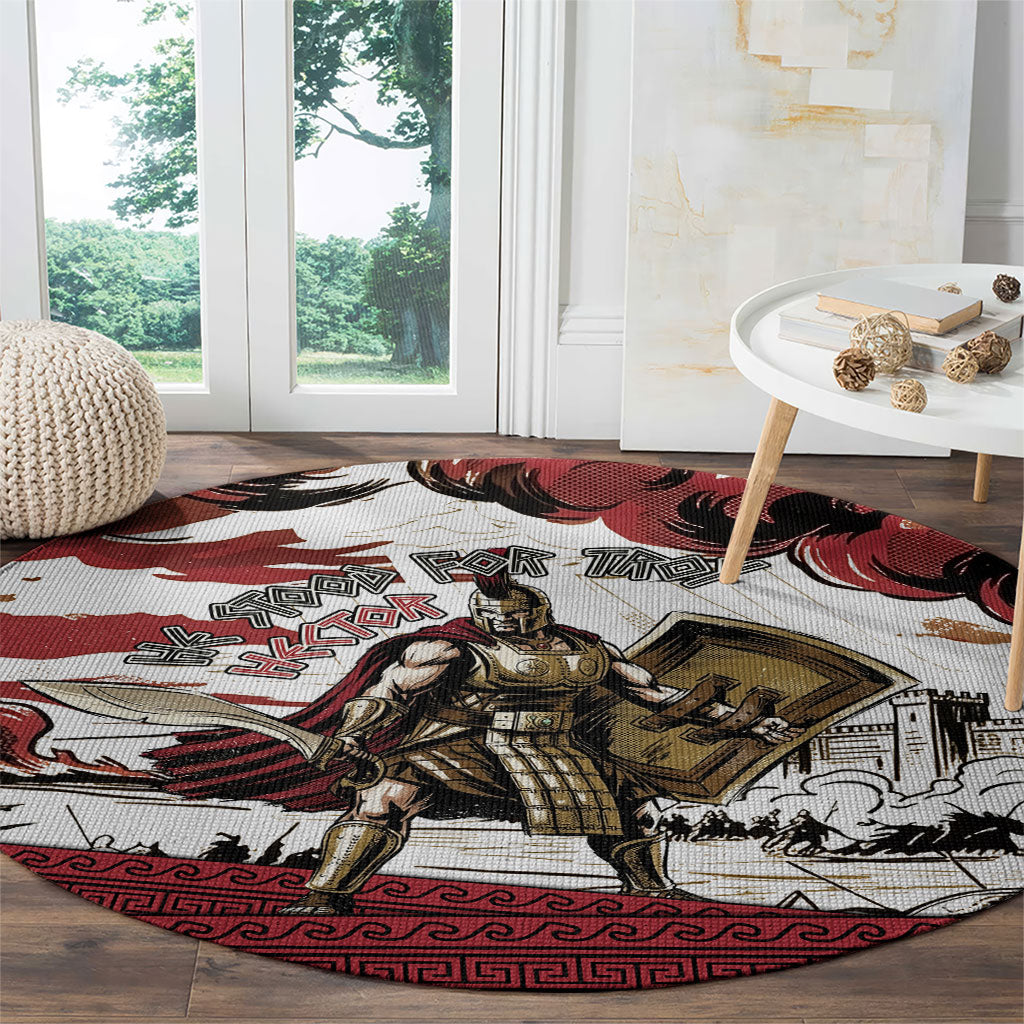 Hector Iliad Stood For Troy Round Carpet Ancient Greek Trojan Prince Hector Sword Shield Battle