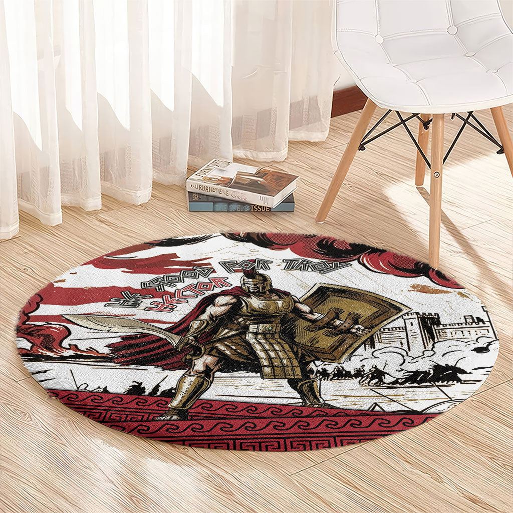 Hector Iliad Stood For Troy Round Carpet Ancient Greek Trojan Prince Hector Sword Shield Battle