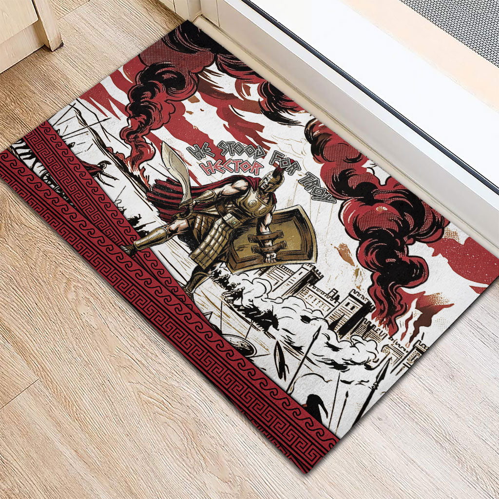 Hector Iliad Stood For Troy Rubber Doormat Ancient Greek Trojan Prince Hector Sword Shield Battle