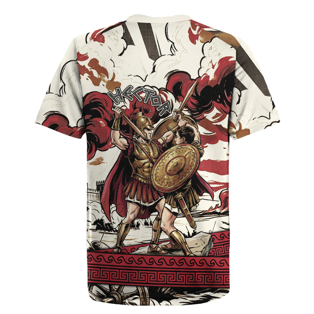 Hector Iliad Stood For Troy Rugby Jersey Ancient Greek Trojan Prince Hector Sword Shield Battle