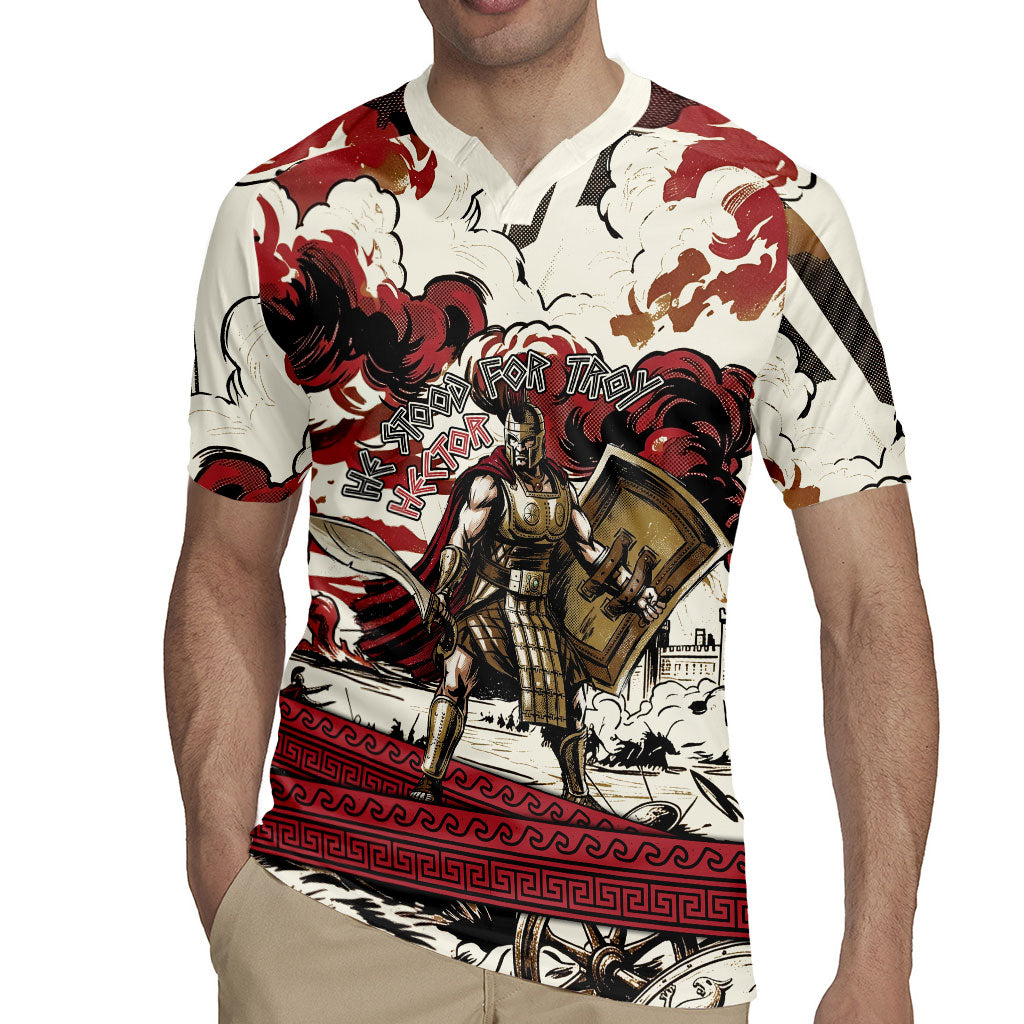 Hector Iliad Stood For Troy Rugby Jersey Ancient Greek Trojan Prince Hector Sword Shield Battle