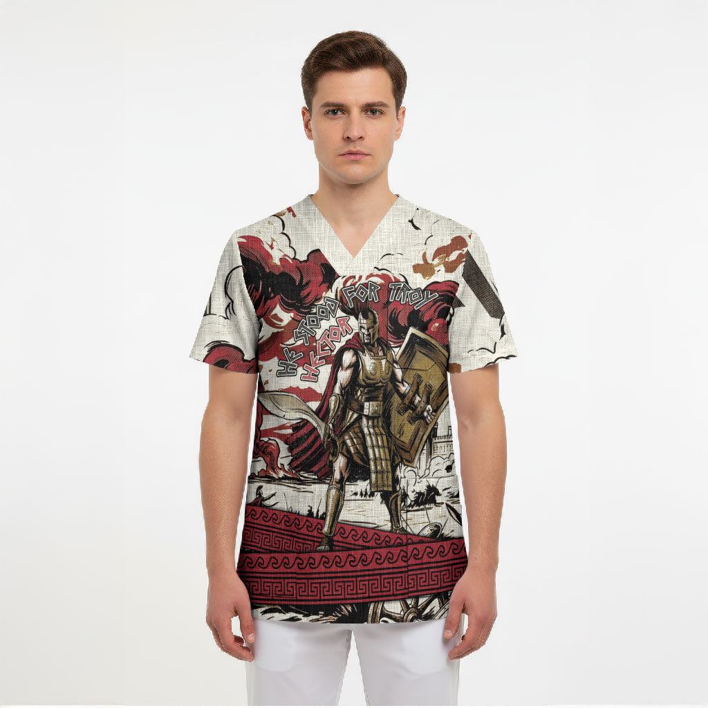 Hector Iliad Stood For Troy Scrub Top Ancient Greek Trojan Prince Hector Sword Shield Battle