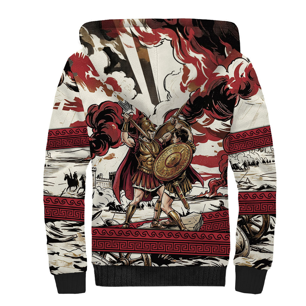 Hector Iliad Stood For Troy Sherpa Hoodie Ancient Greek Trojan Prince Hector Sword Shield Battle