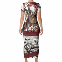 Hector Iliad Stood For Troy Short Sleeve Bodycon Dress Ancient Greek Trojan Prince Hector Sword Shield Battle