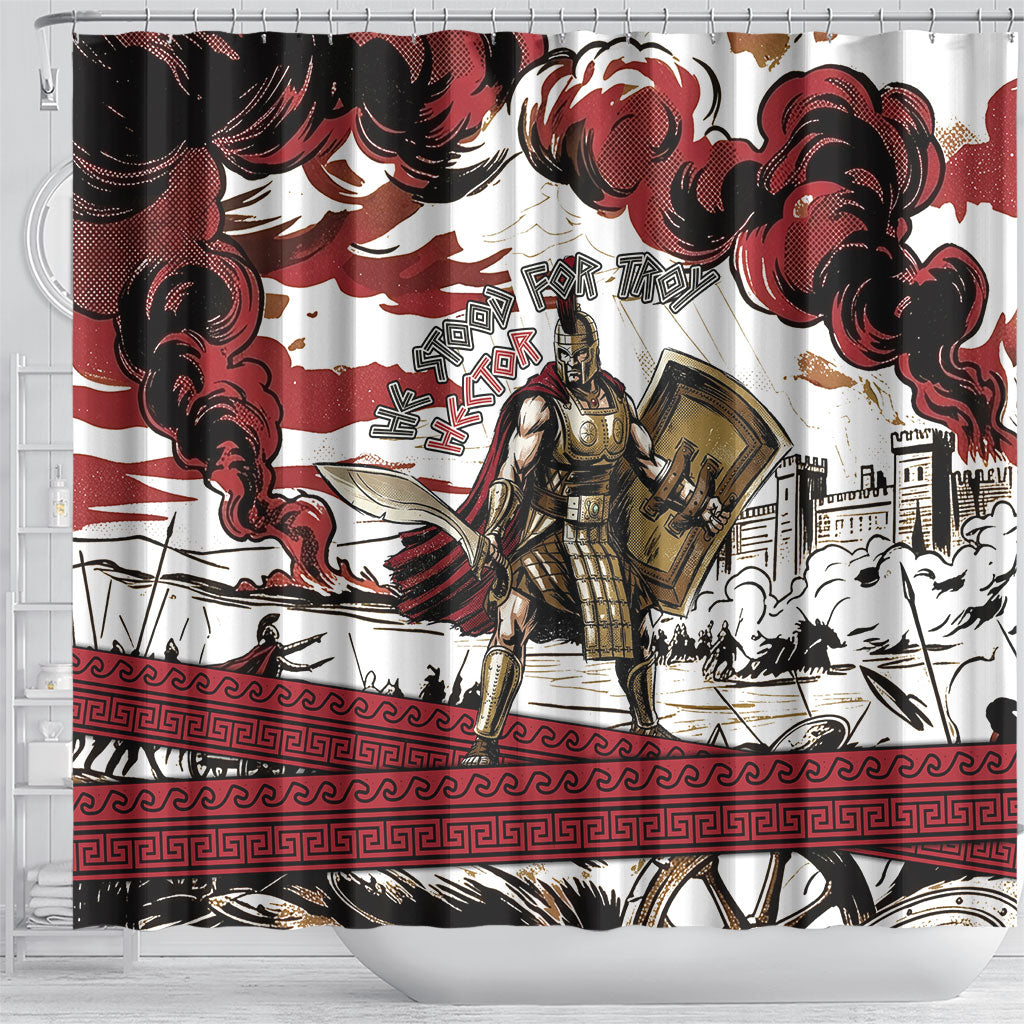 Hector Iliad Stood For Troy Shower Curtain Ancient Greek Trojan Prince Hector Sword Shield Battle