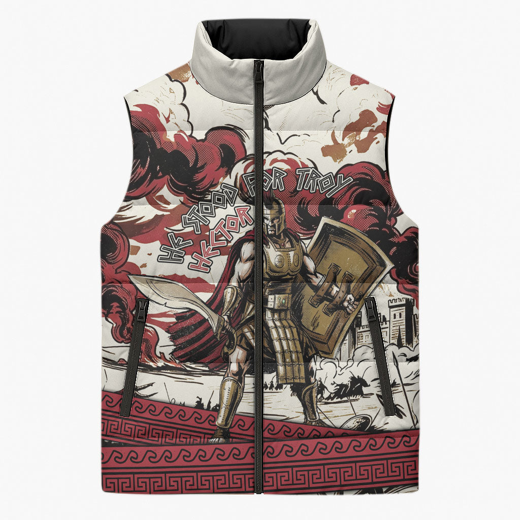 Hector Iliad Stood For Troy Sleeveless Puffer Jacket Ancient Greek Trojan Prince Hector Sword Shield Battle