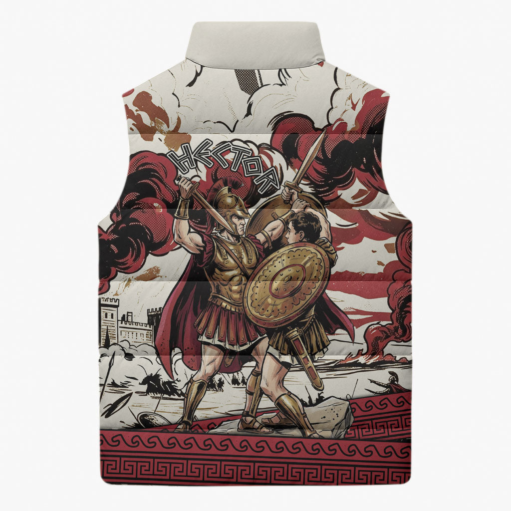 Hector Iliad Stood For Troy Sleeveless Puffer Jacket Ancient Greek Trojan Prince Hector Sword Shield Battle