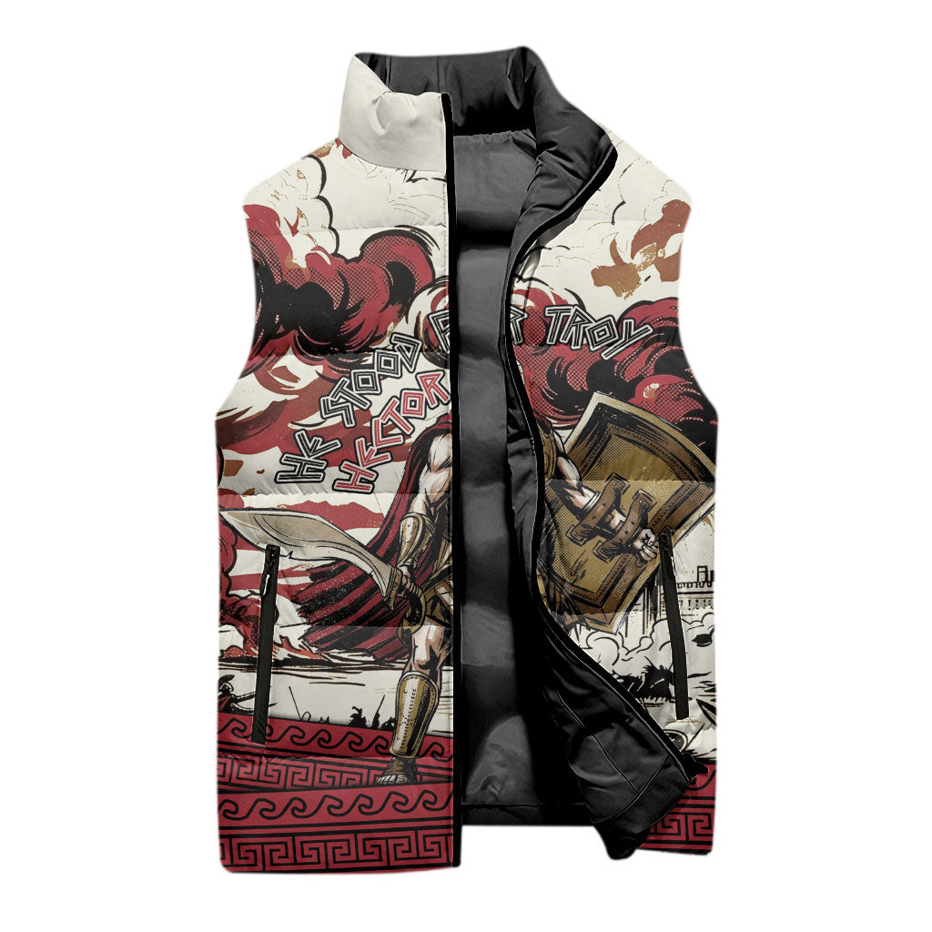 Hector Iliad Stood For Troy Sleeveless Puffer Jacket Ancient Greek Trojan Prince Hector Sword Shield Battle