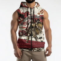 Hector Iliad Stood For Troy Sleeveless Zip Hoodie Ancient Greek Trojan Prince Hector Sword Shield Battle