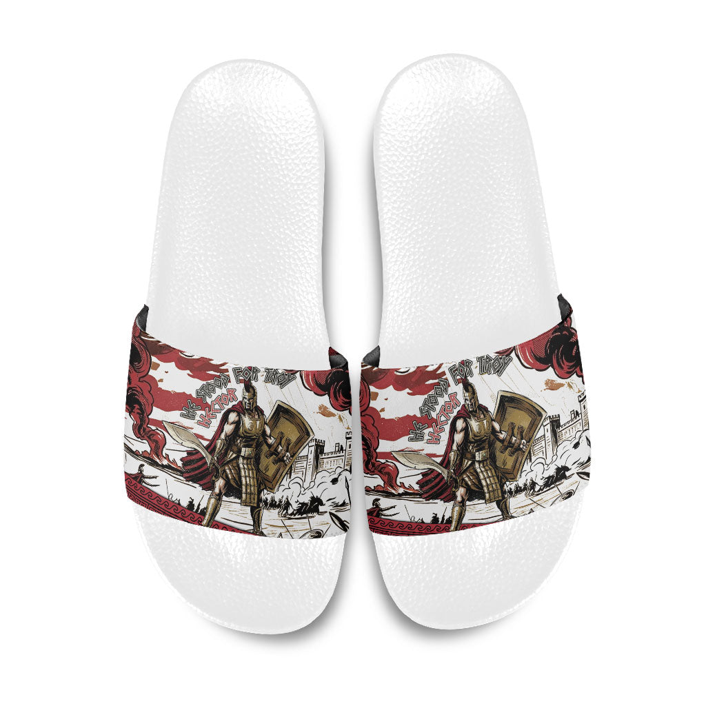 Hector Iliad Stood For Troy Slide Sandals Ancient Greek Trojan Prince Hector Sword Shield Battle