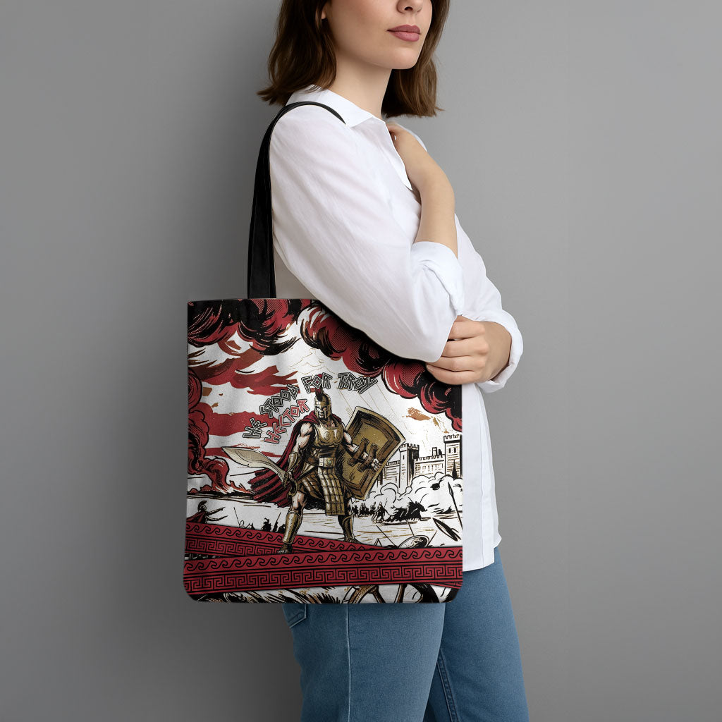 Hector Iliad Stood For Troy Tote Bag Ancient Greek Trojan Prince Hector Sword Shield Battle