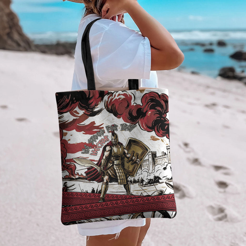 Hector Iliad Stood For Troy Tote Bag Ancient Greek Trojan Prince Hector Sword Shield Battle