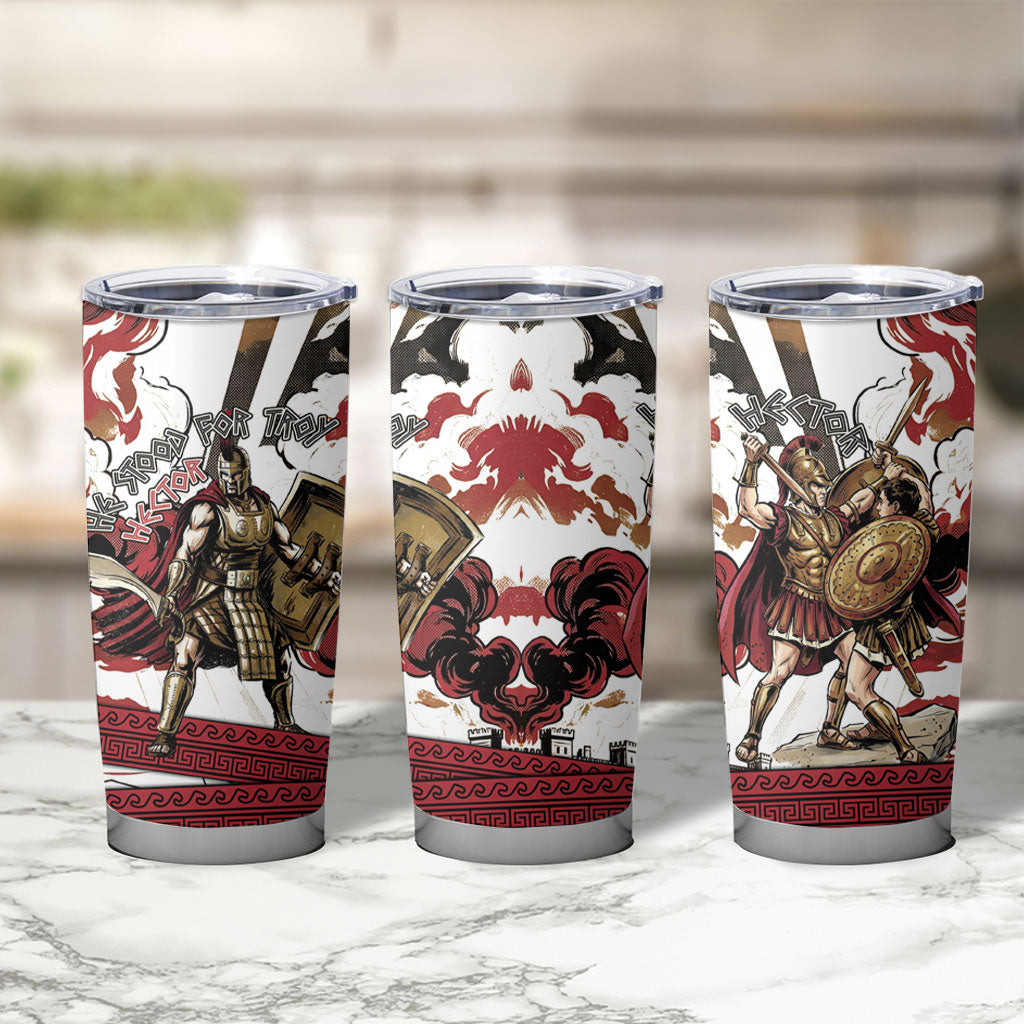 Hector Iliad Stood For Troy Tumbler Cup Ancient Greek Trojan Prince Hector Sword Shield Battle