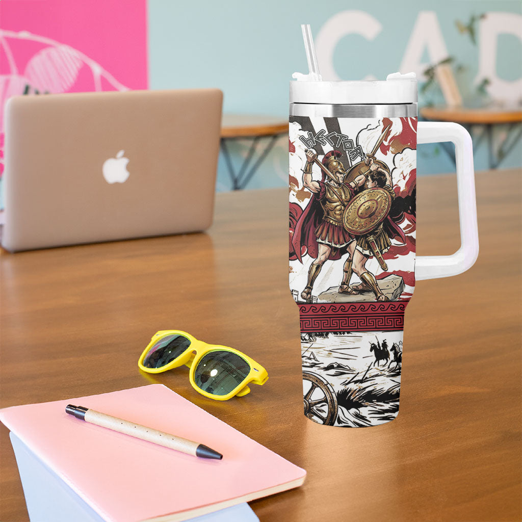 Hector Iliad Stood For Troy Tumbler With Handle Ancient Greek Trojan Prince Hector Sword Shield Battle