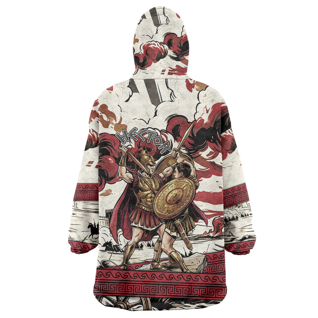 Hector Iliad Stood For Troy Wearable Blanket Hoodie Ancient Greek Trojan Prince Hector Sword Shield Battle