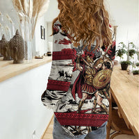 Hector Iliad Stood For Troy Women Casual Shirt Ancient Greek Trojan Prince Hector Sword Shield Battle