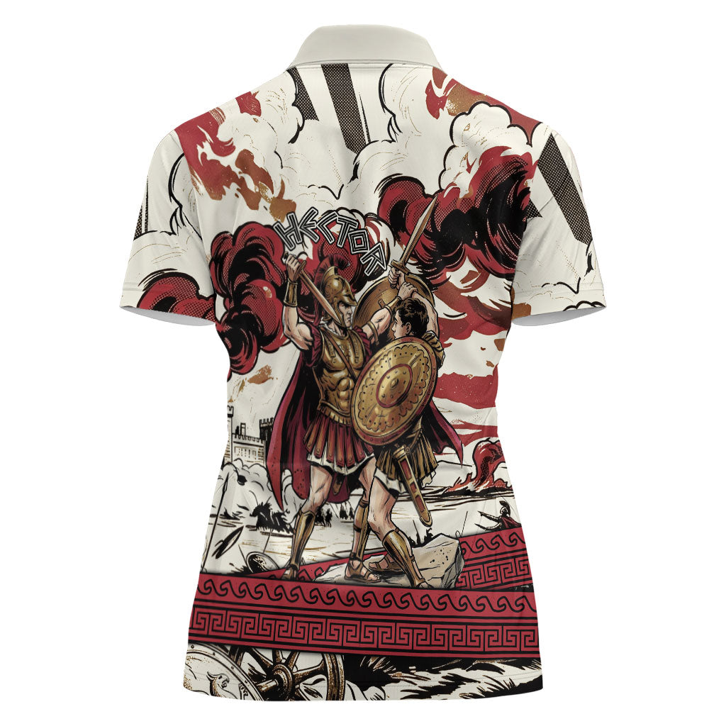 Hector Iliad Stood For Troy Women Polo Shirt Ancient Greek Trojan Prince Hector Sword Shield Battle