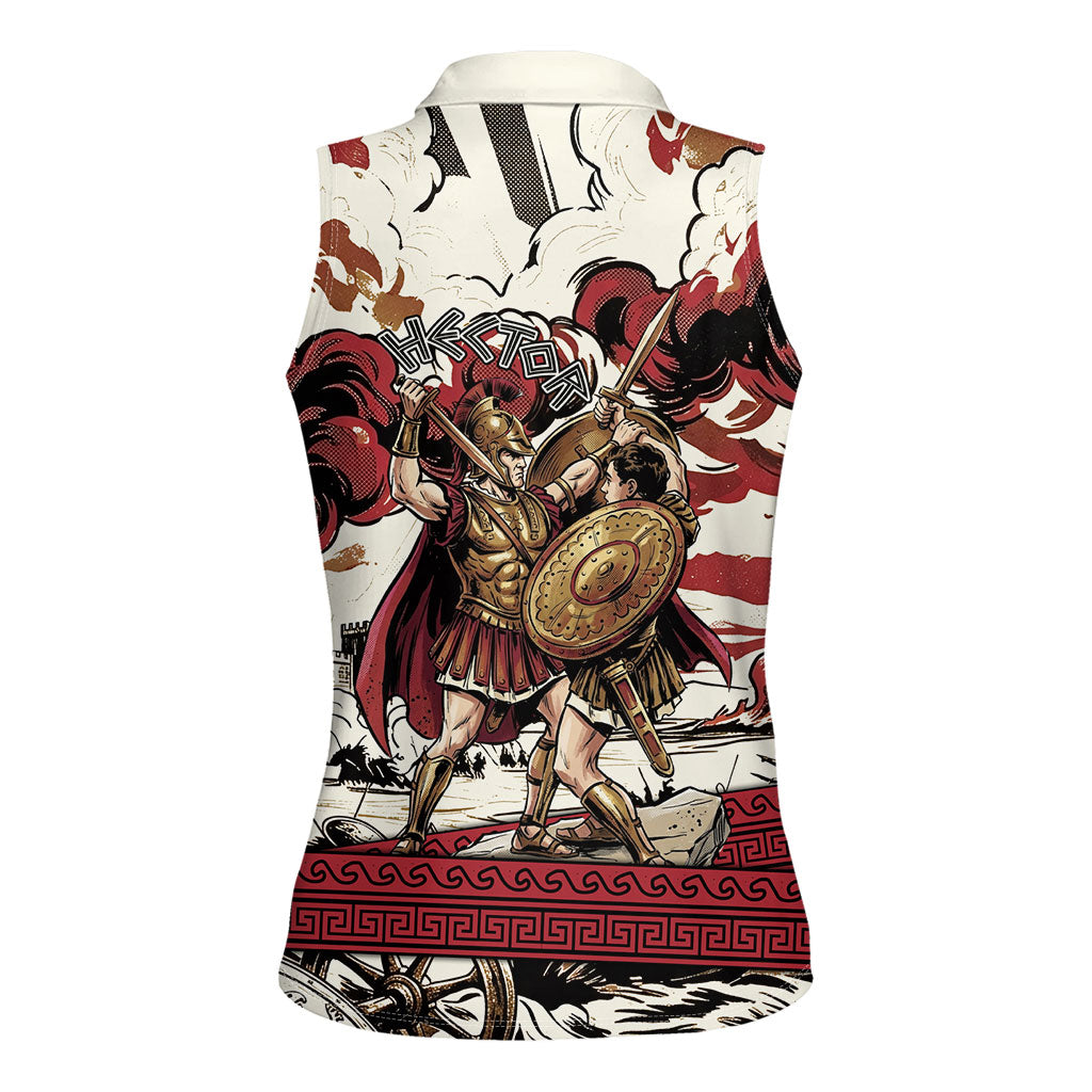 Hector Iliad Stood For Troy Women Sleeveless Polo Shirt Ancient Greek Trojan Prince Hector Sword Shield Battle