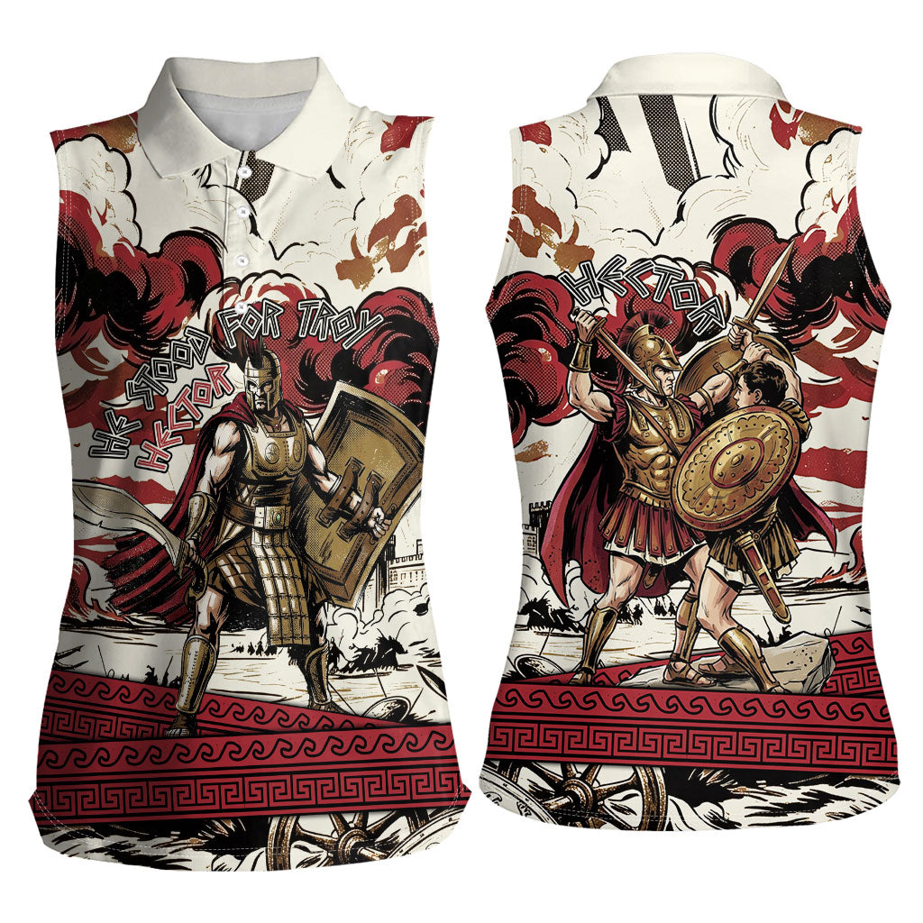 Hector Iliad Stood For Troy Women Sleeveless Polo Shirt Ancient Greek Trojan Prince Hector Sword Shield Battle