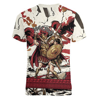 Hector Iliad Stood For Troy Women V-Neck T-Shirt Ancient Greek Trojan Prince Hector Sword Shield Battle