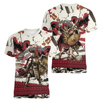 Hector Iliad Stood For Troy Women V-Neck T-Shirt Ancient Greek Trojan Prince Hector Sword Shield Battle