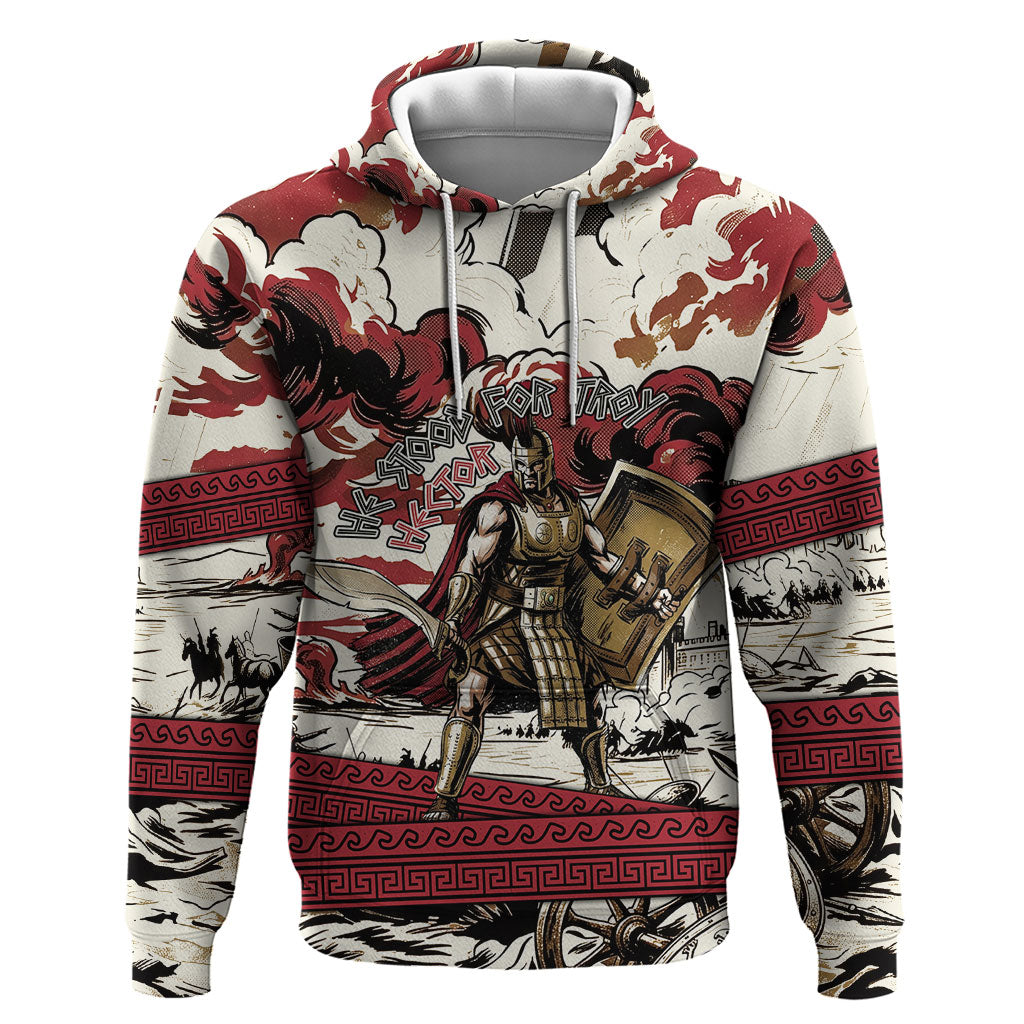 Hector Iliad Stood For Troy Zip Hoodie Ancient Greek Trojan Prince Hector Sword Shield Battle