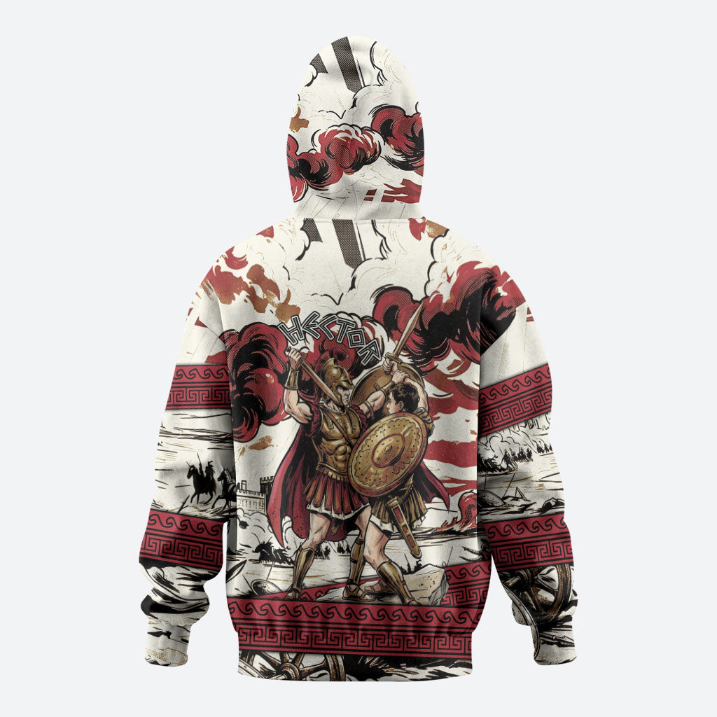 Hector Iliad Stood For Troy Zip Hoodie Ancient Greek Trojan Prince Hector Sword Shield Battle
