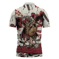 Hector Iliad Stood For Troy Zipper Polo Shirt Ancient Greek Trojan Prince Hector Sword Shield Battle