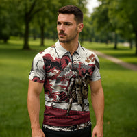 Hector Iliad Stood For Troy Zipper Polo Shirt Ancient Greek Trojan Prince Hector Sword Shield Battle
