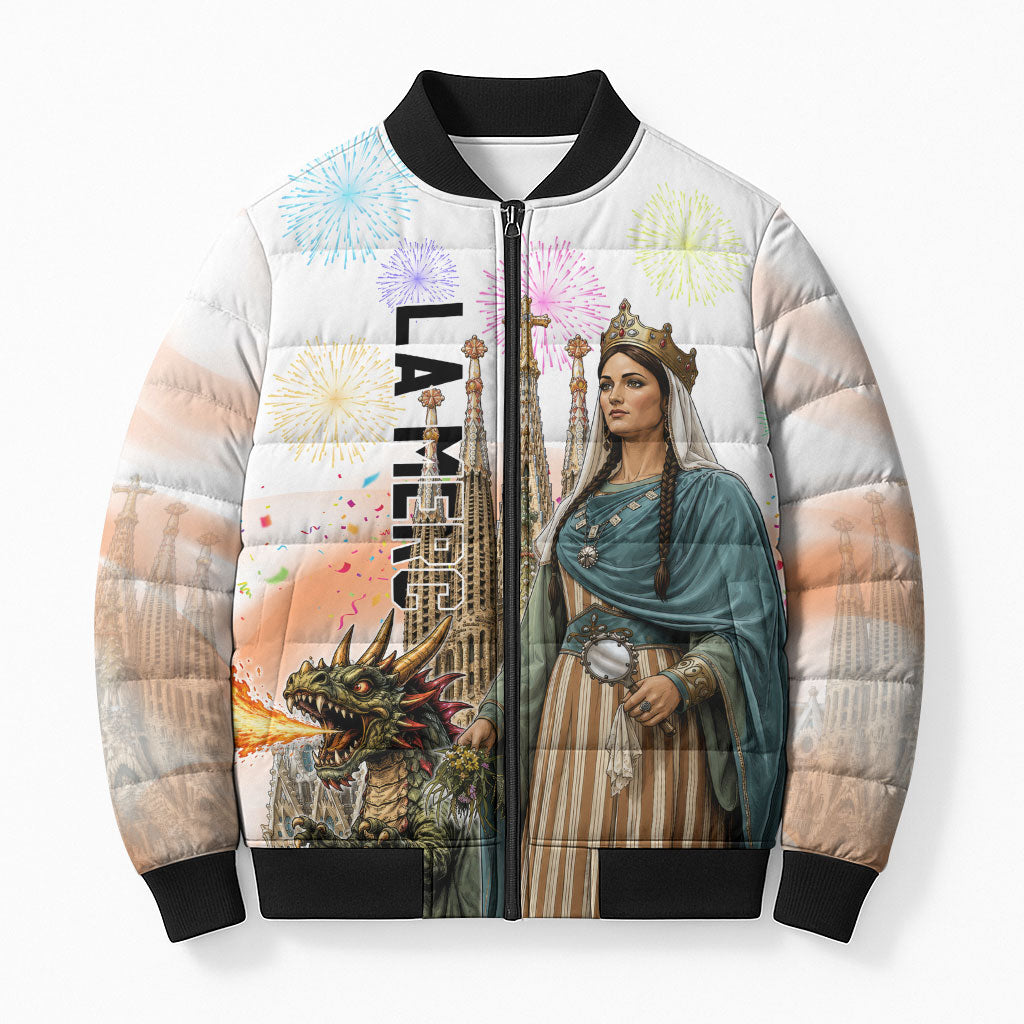 La Merce Festival Barcelona Bomber Puffer Jacket Catalan Culture Sagrada Familia Castellers