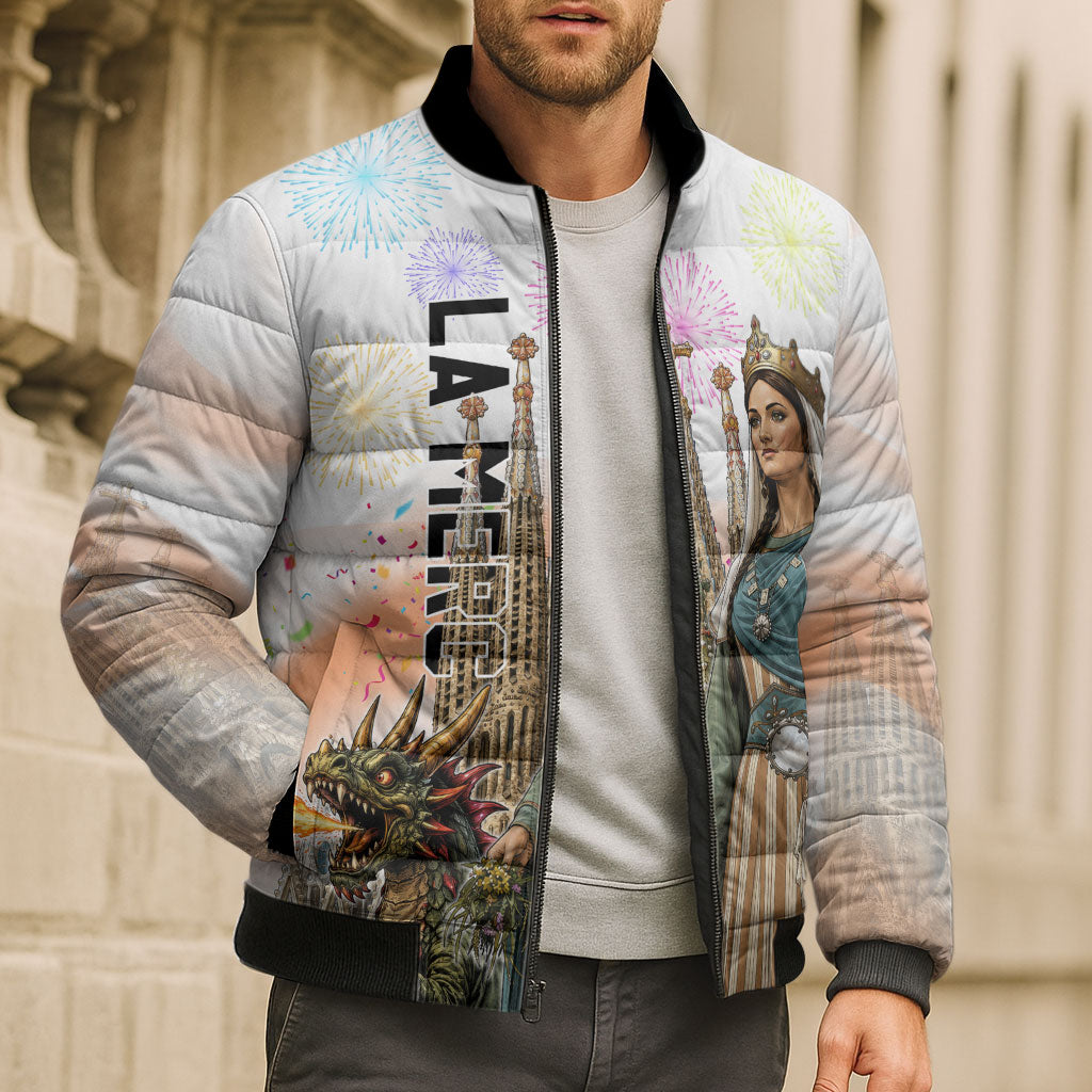 La Merce Festival Barcelona Bomber Puffer Jacket Catalan Culture Sagrada Familia Castellers