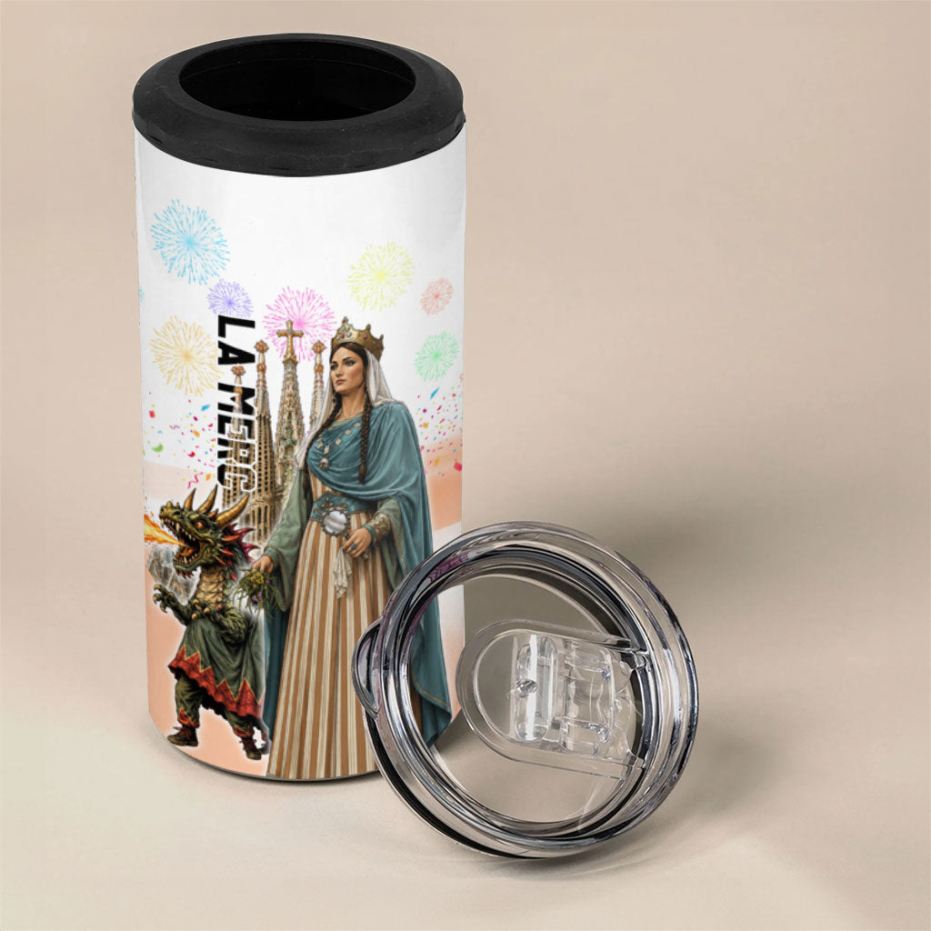 La Merce Festival Barcelona 4 in 1 Can Cooler Tumbler Catalan Culture Sagrada Familia Castellers