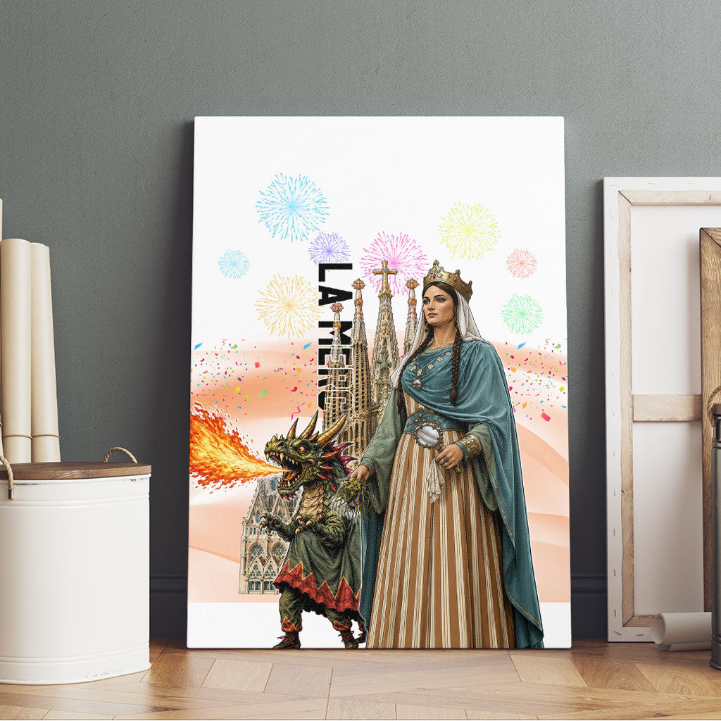 La Merce Festival Barcelona Canvas Wall Art Catalan Culture Sagrada Familia Castellers