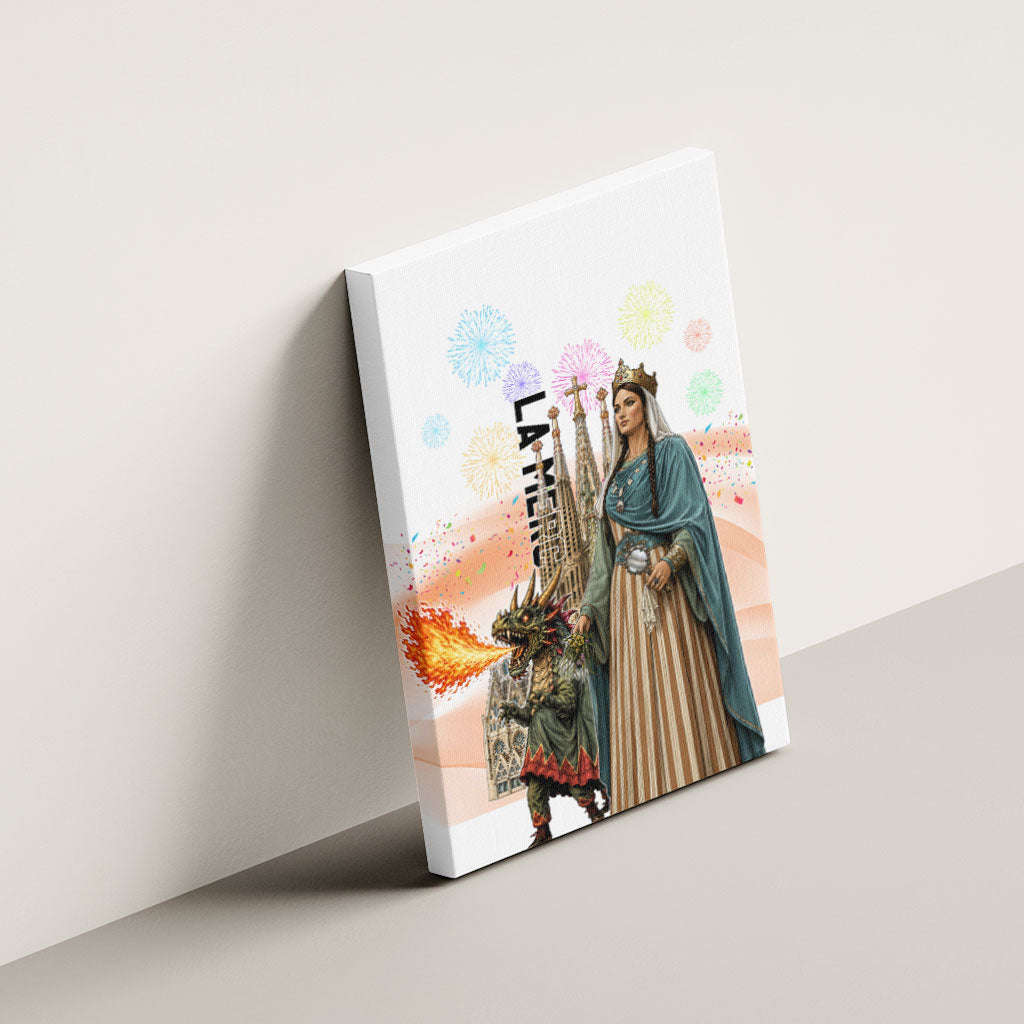La Merce Festival Barcelona Canvas Wall Art Catalan Culture Sagrada Familia Castellers