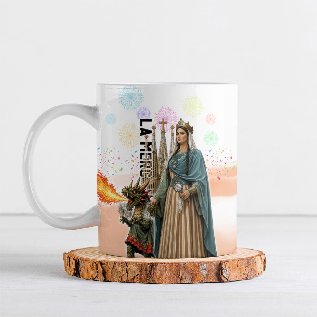 La Merce Festival Barcelona Ceramic Mug Catalan Culture Sagrada Familia Castellers