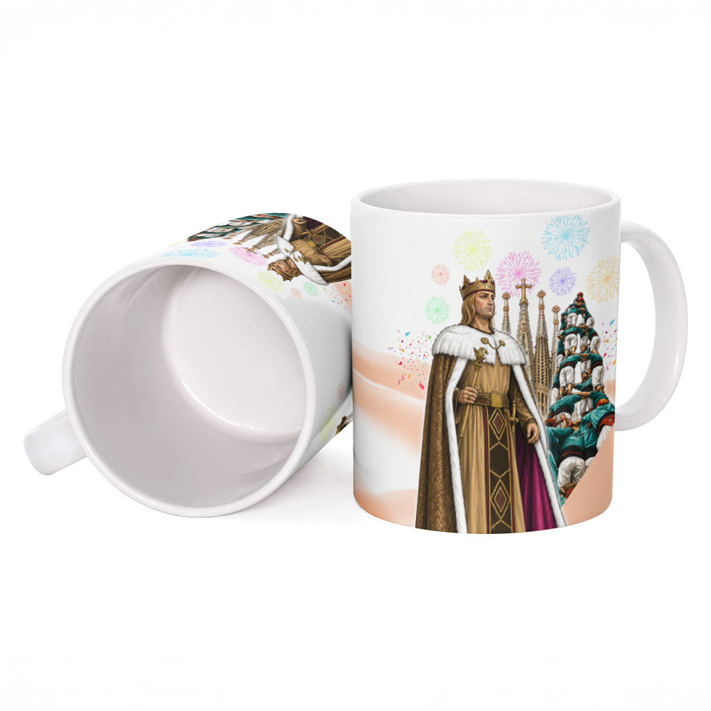 La Merce Festival Barcelona Ceramic Mug Catalan Culture Sagrada Familia Castellers