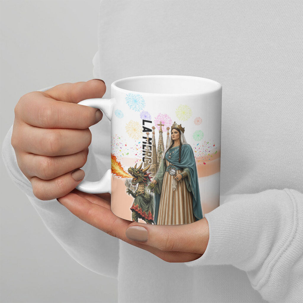 La Merce Festival Barcelona Ceramic Mug Catalan Culture Sagrada Familia Castellers