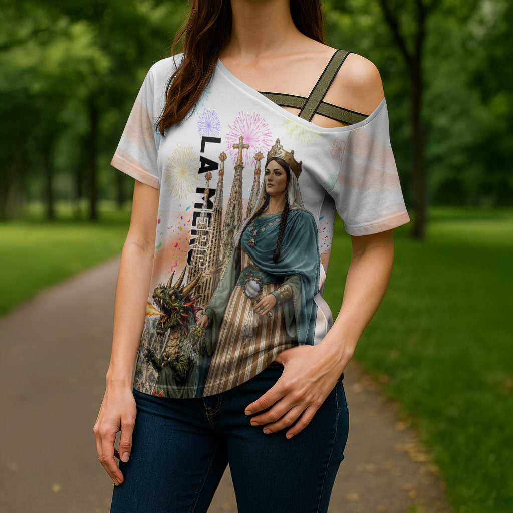 La Merce Festival Barcelona Cross Shoulder Shirt Catalan Culture Sagrada Familia Castellers