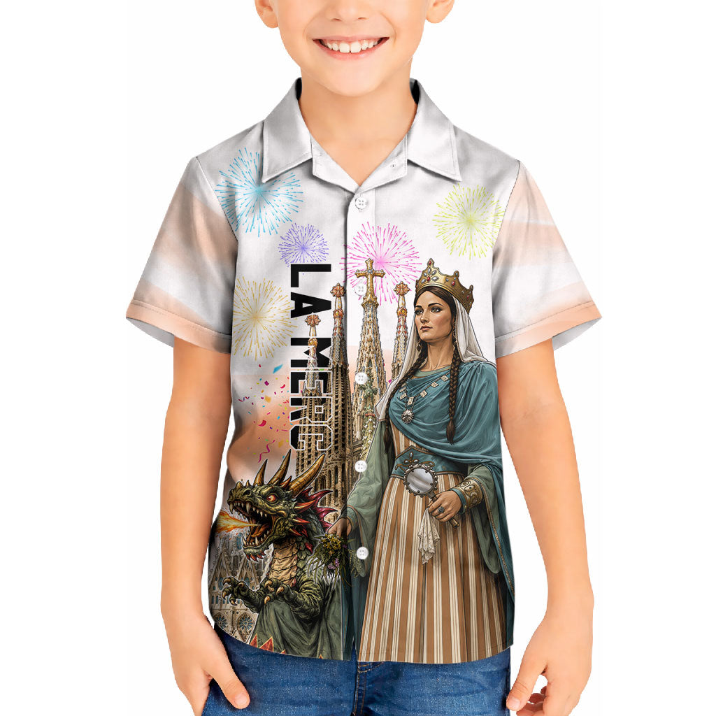 La Merce Festival Barcelona Kid Hawaiian Shirt Catalan Culture Sagrada Familia Castellers