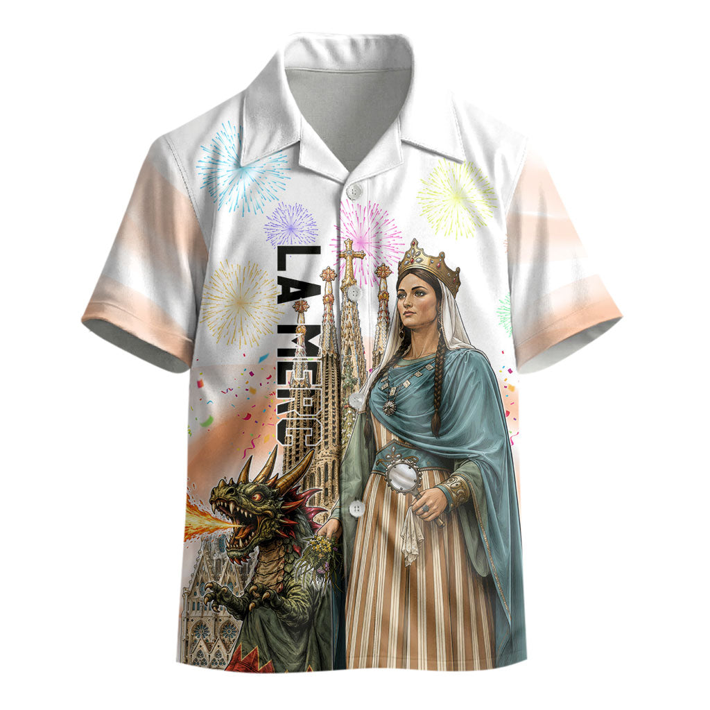 La Merce Festival Barcelona Kid Hawaiian Shirt Catalan Culture Sagrada Familia Castellers