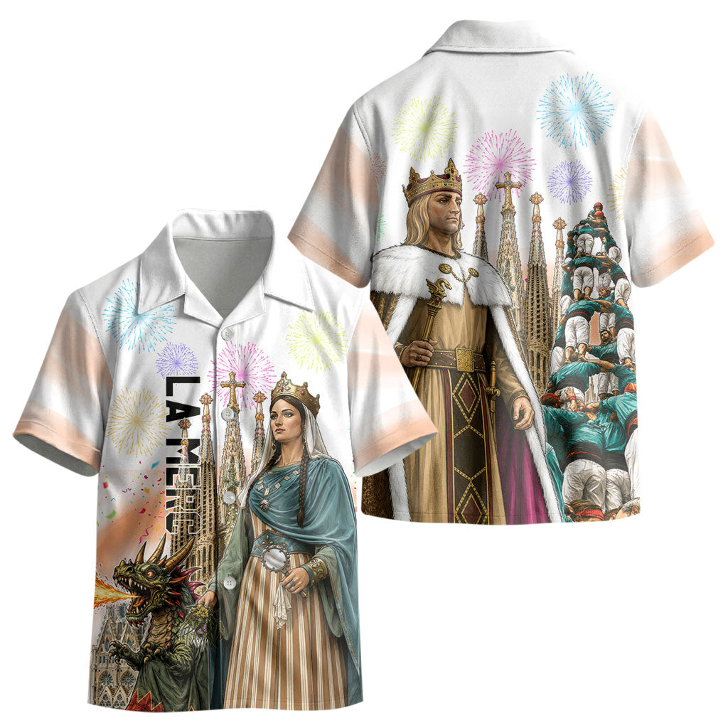 La Merce Festival Barcelona Kid Hawaiian Shirt Catalan Culture Sagrada Familia Castellers