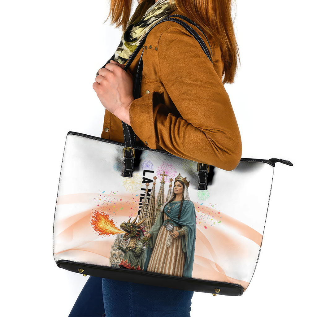 La Merce Festival Barcelona Leather Tote Bag Catalan Culture Sagrada Familia Castellers