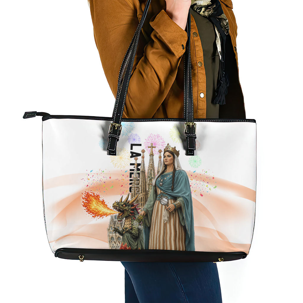 La Merce Festival Barcelona Leather Tote Bag Catalan Culture Sagrada Familia Castellers