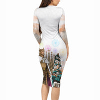 La Merce Festival Barcelona Long Sleeve Bodycon Dress Catalan Culture Sagrada Familia Castellers