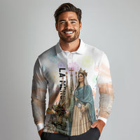 La Merce Festival Barcelona Long Sleeve Polo Shirt Catalan Culture Sagrada Familia Castellers