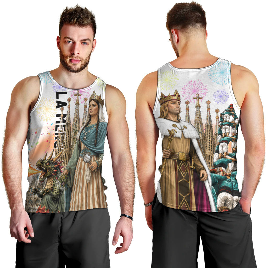 La Merce Festival Barcelona Men Tank Top Catalan Culture Sagrada Familia Castellers