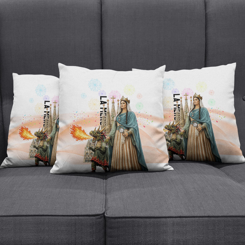 La Merce Festival Barcelona Pillow Cover Catalan Culture Sagrada Familia Castellers