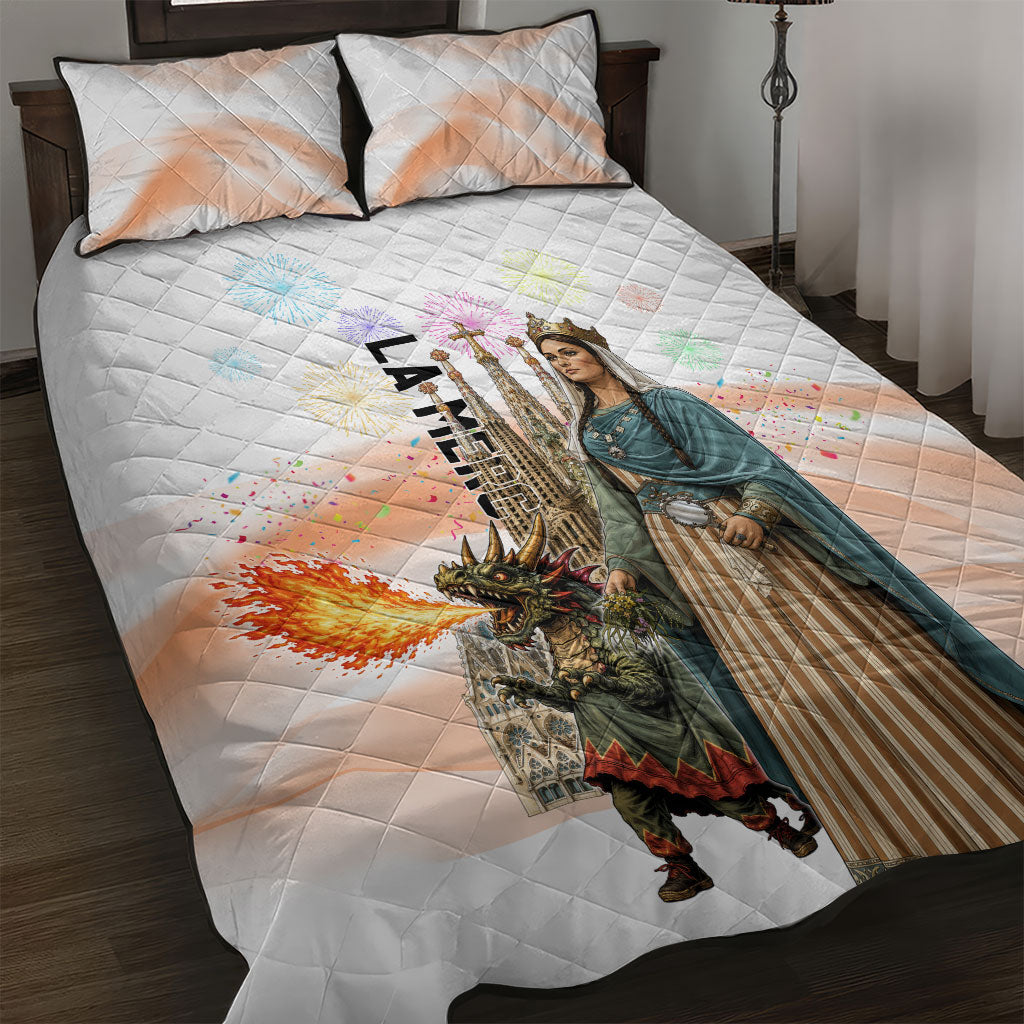 La Merce Festival Barcelona Quilt Bed Set Catalan Culture Sagrada Familia Castellers