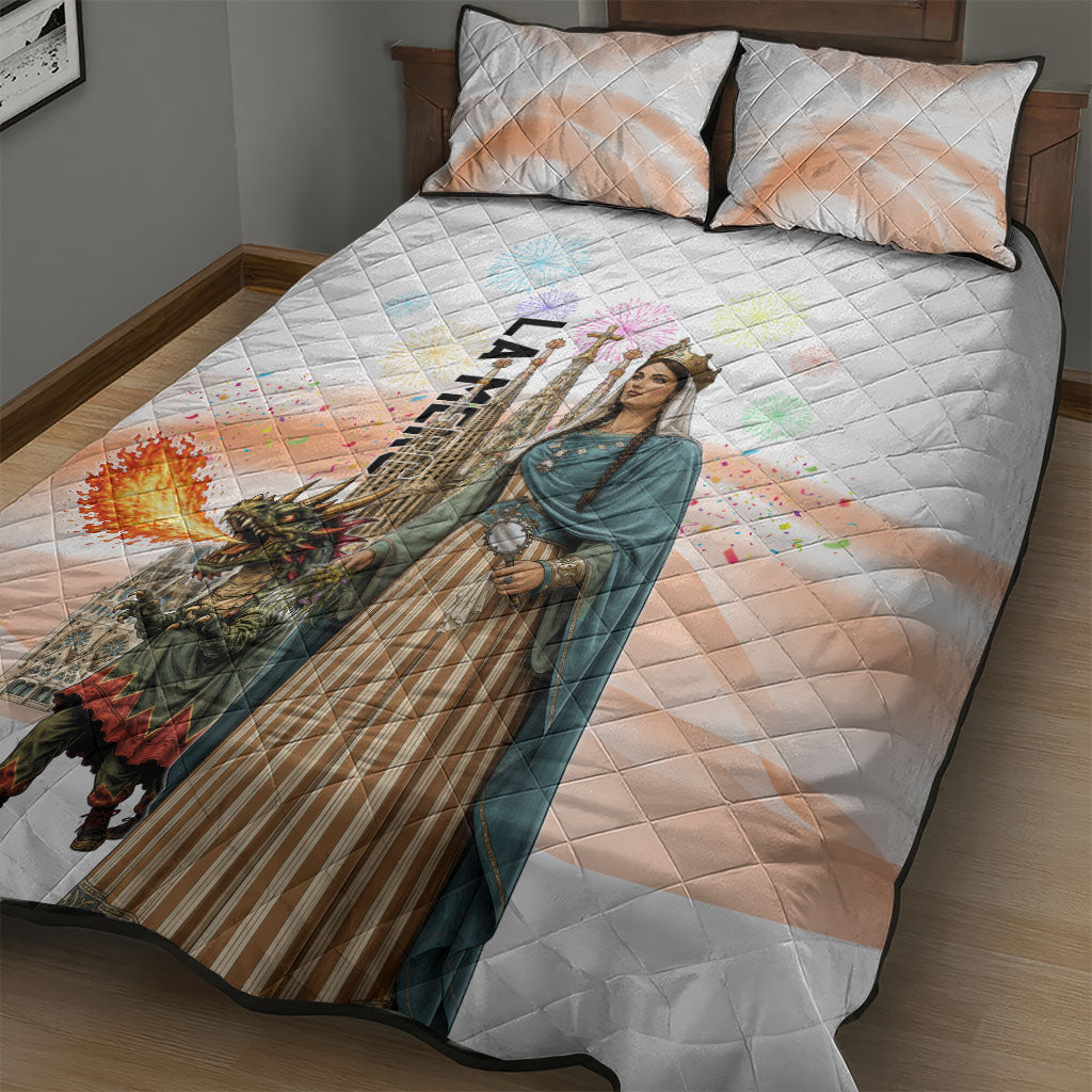 La Merce Festival Barcelona Quilt Bed Set Catalan Culture Sagrada Familia Castellers