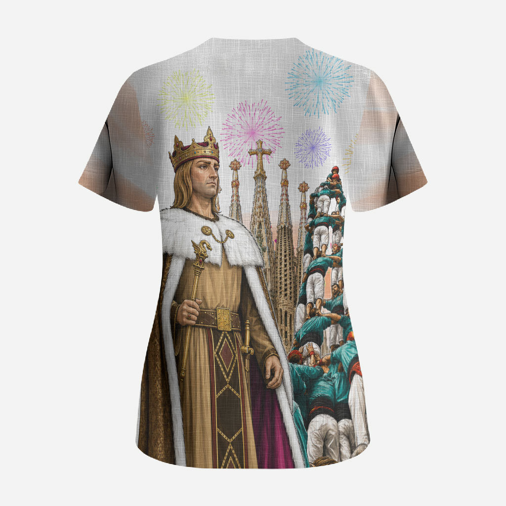 La Merce Festival Barcelona Scrub Top Catalan Culture Sagrada Familia Castellers